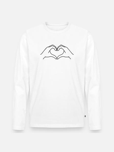 Heart Hands Line Art | K-Pop Love - Men's Premium Organic Long Sleeve Shirt - white
