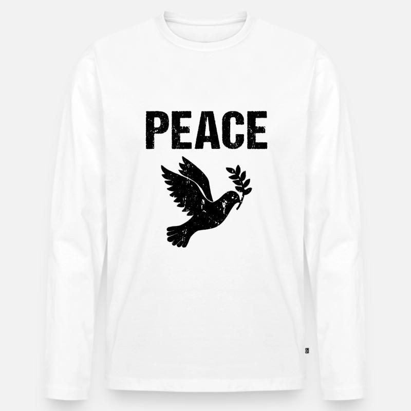 Peace Friedenstaube - Männer Premium Bio Langarmshirt - Weiß