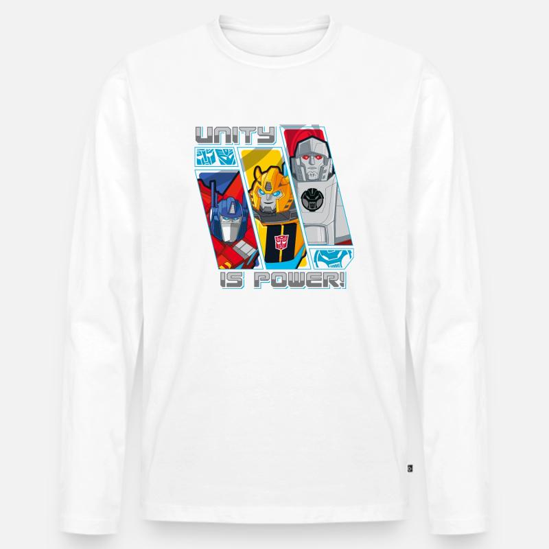 Transformers Earth Spark Optimus Prime Bumblebee - Männer Premium Bio Langarmshirt - Weiß