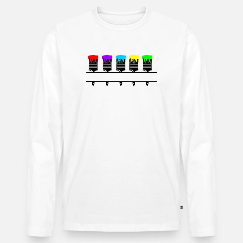 Farbpinsel mit leerer Aussparung - Männer Premium Bio Langarmshirt - Weiß
