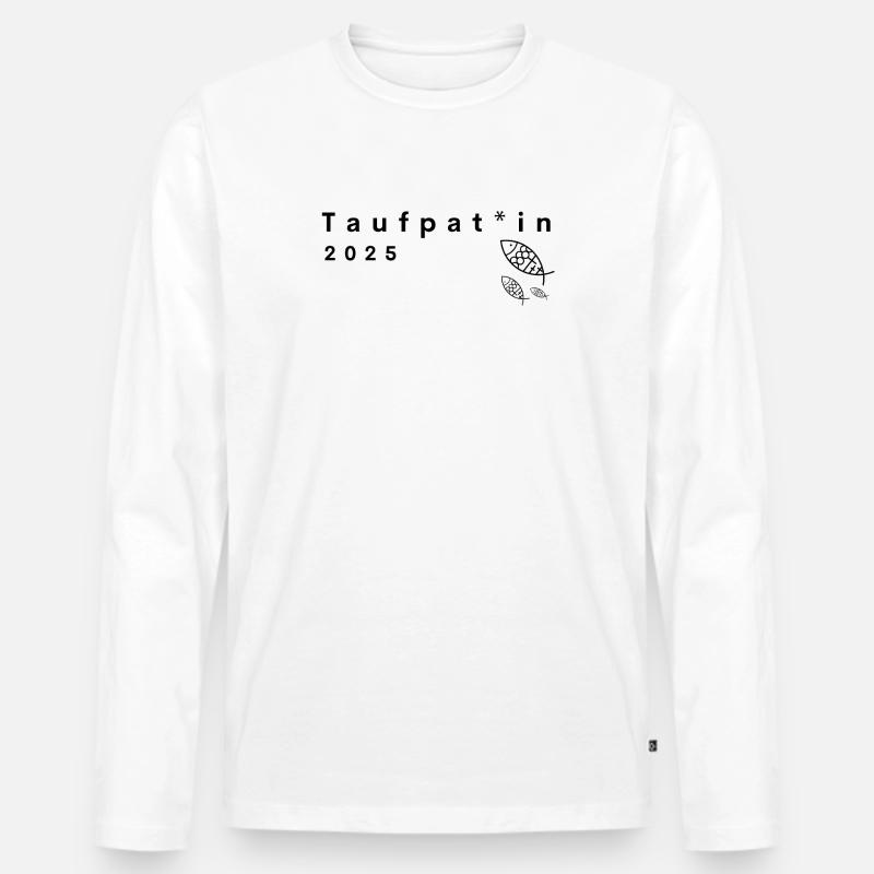 Taufpatin 2025 gendergerecht Taufpate Querformat - Männer Premium Bio Langarmshirt - Weiß