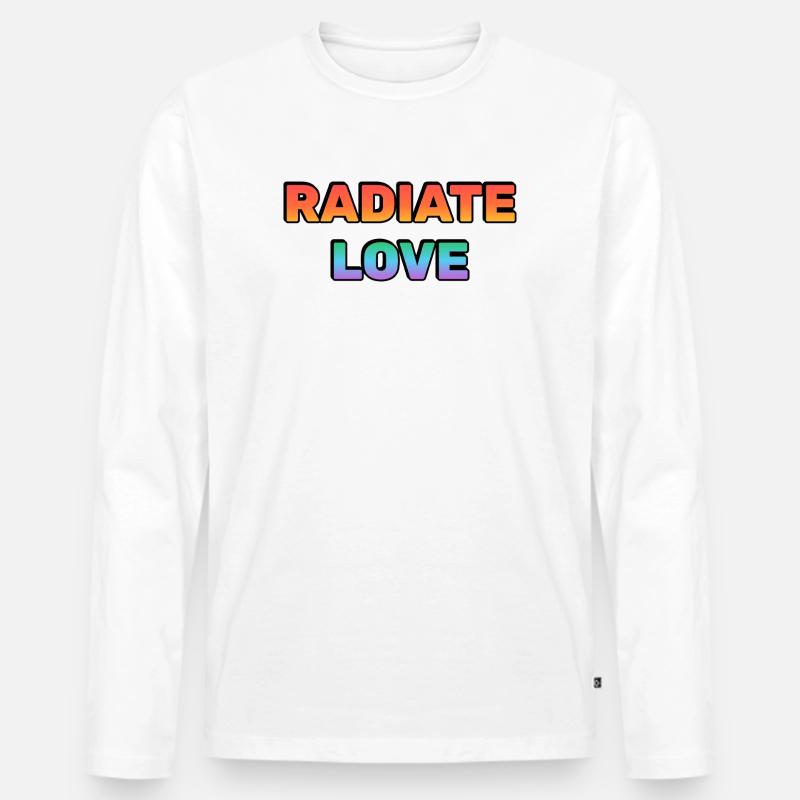Radiate Love Gradient Typografie - Männer Premium Bio Langarmshirt - Weiß