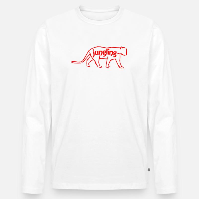 Red Panther jungelt - Männer Premium Bio Langarmshirt - Weiß