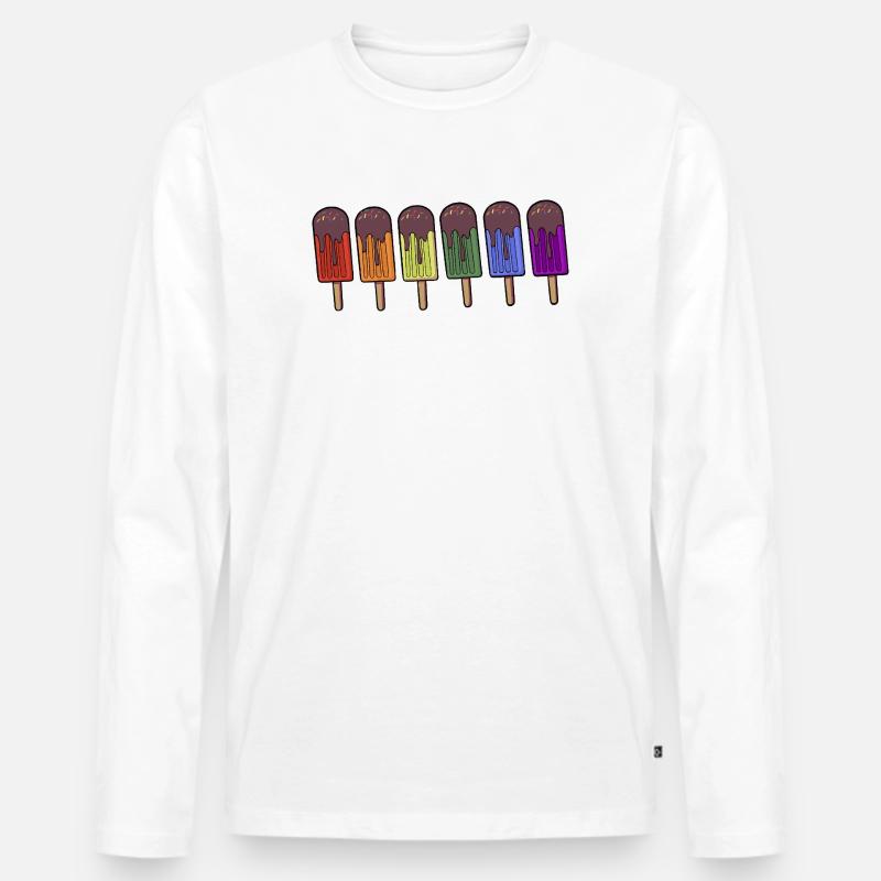 Rainbow Frozen pop Parade - Männer Premium Bio Langarmshirt - Weiß