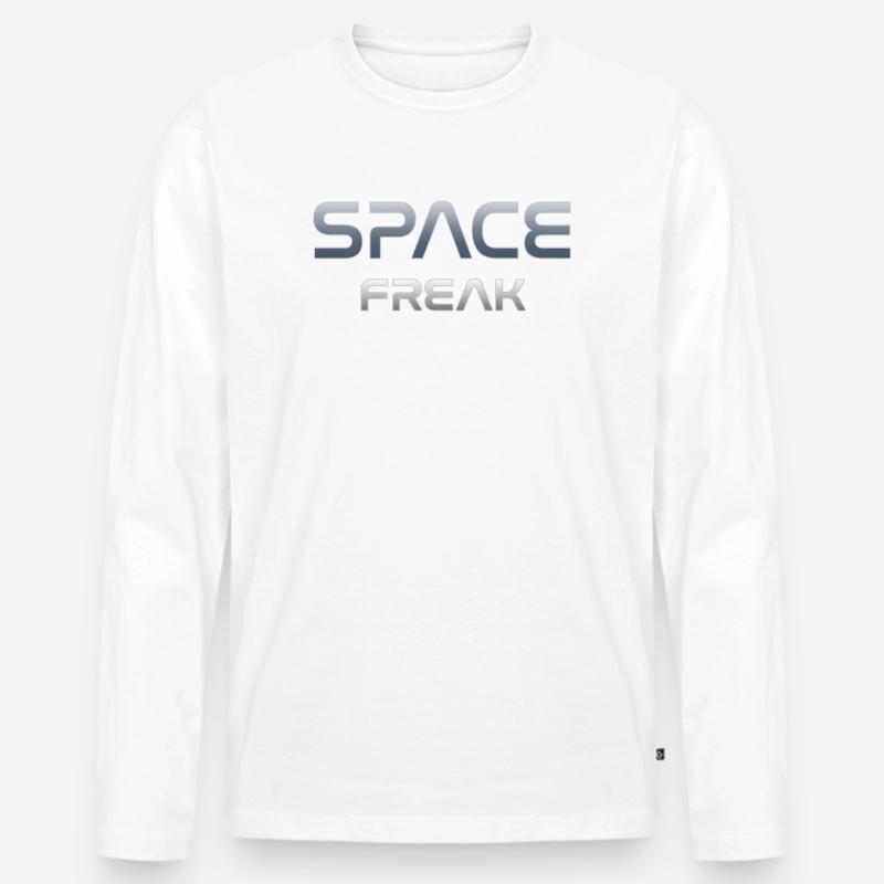 Space Freak Celestial Gradient Tee - Männer Premium Bio Langarmshirt - Weiß