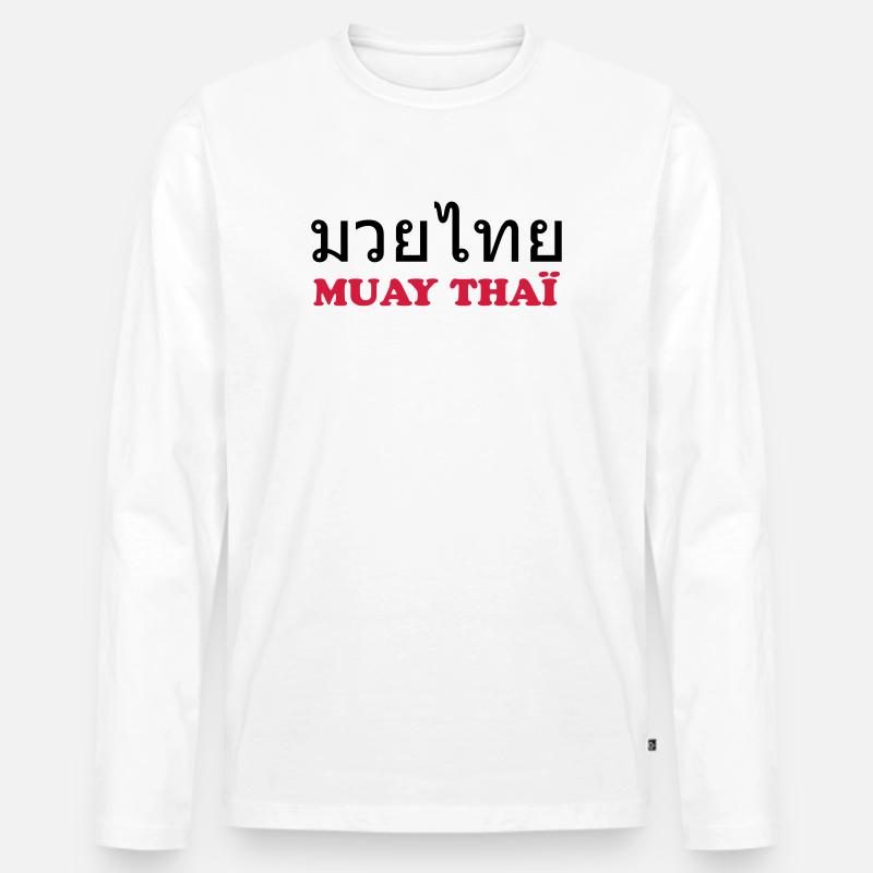 Muay Thai (V) - Männer Premium Bio Langarmshirt - Weiß