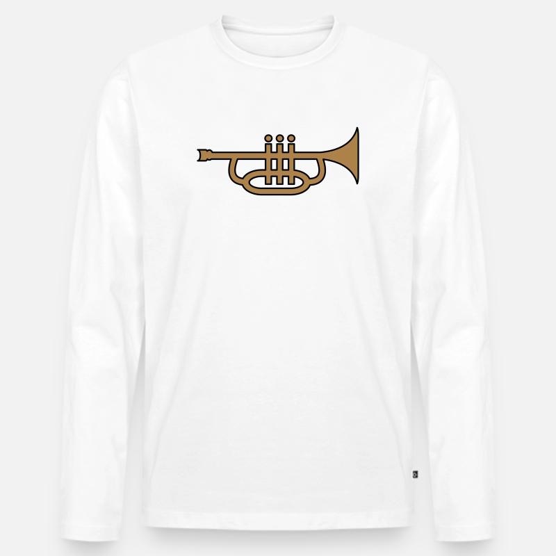 6061912 126154721 Trompete - Männer Premium Bio Langarmshirt - Weiß
