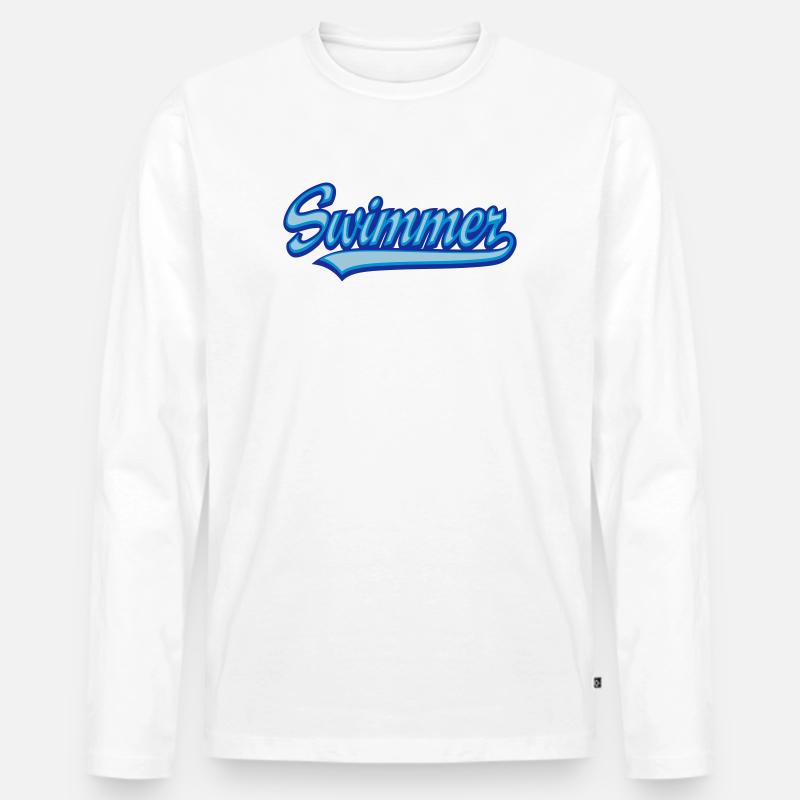 SWIMMER - Männer Premium Bio Langarmshirt - Weiß