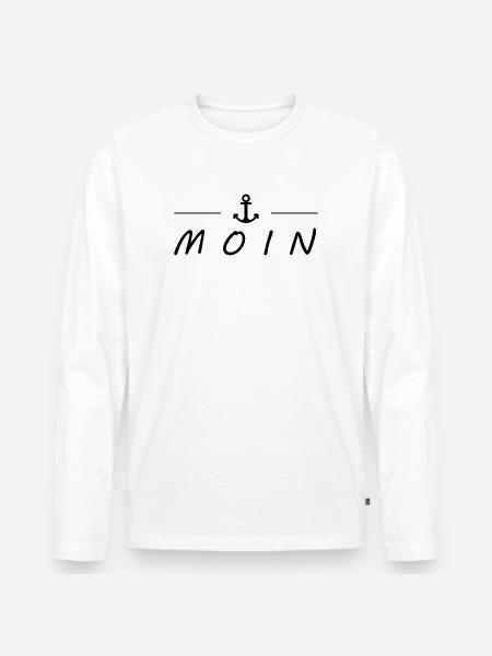Moin - Männer Premium Bio Langarmshirt - Weiß