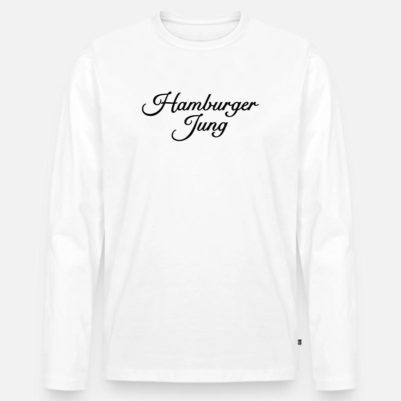 Hamburger Jung Klassisch - Männer Premium Bio Langarmshirt - Weiß
