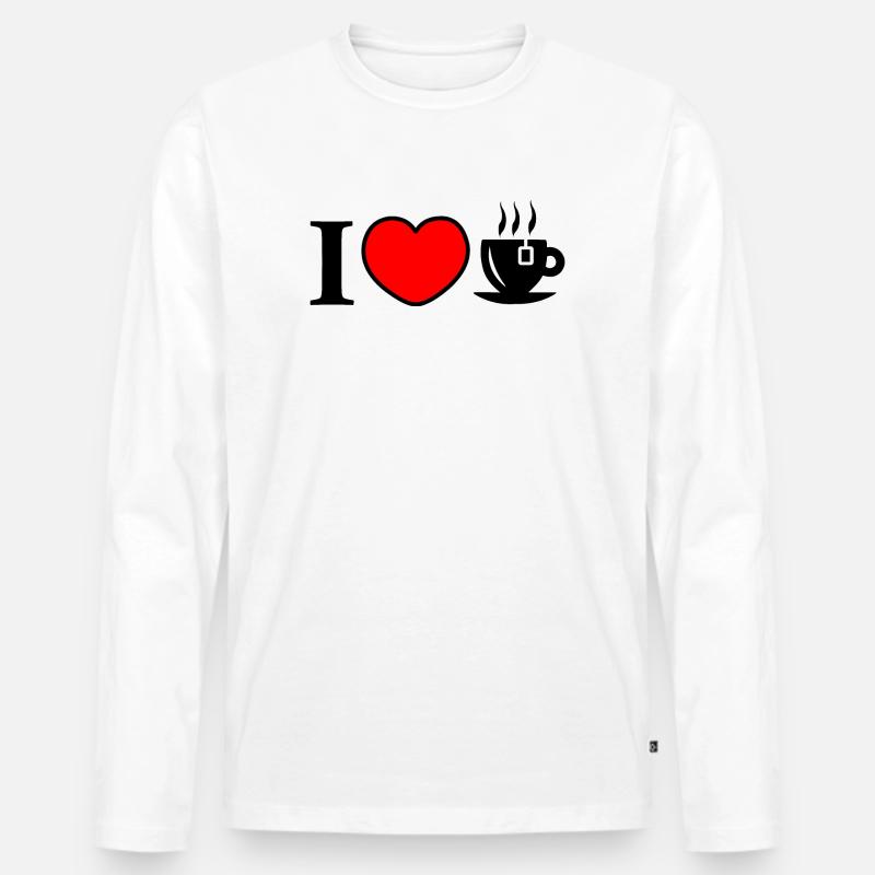 Herz und eine Tasse Tee - Männer Premium Bio Langarmshirt - Weiß