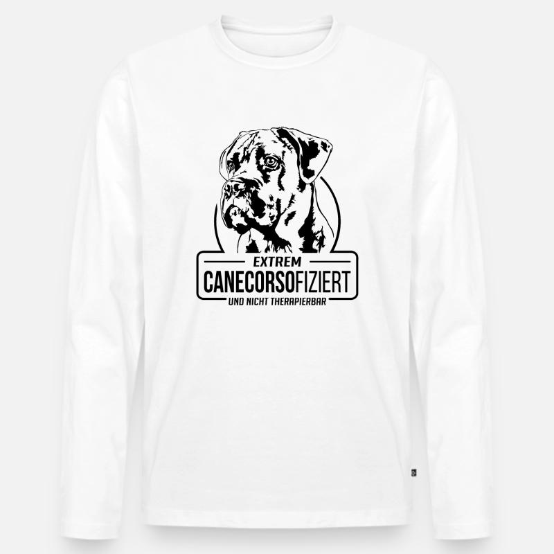CANECORSOFIZIERT Cane Corso Hunde Spruch Wilsigns - Männer Premium Bio Langarmshirt - Weiß