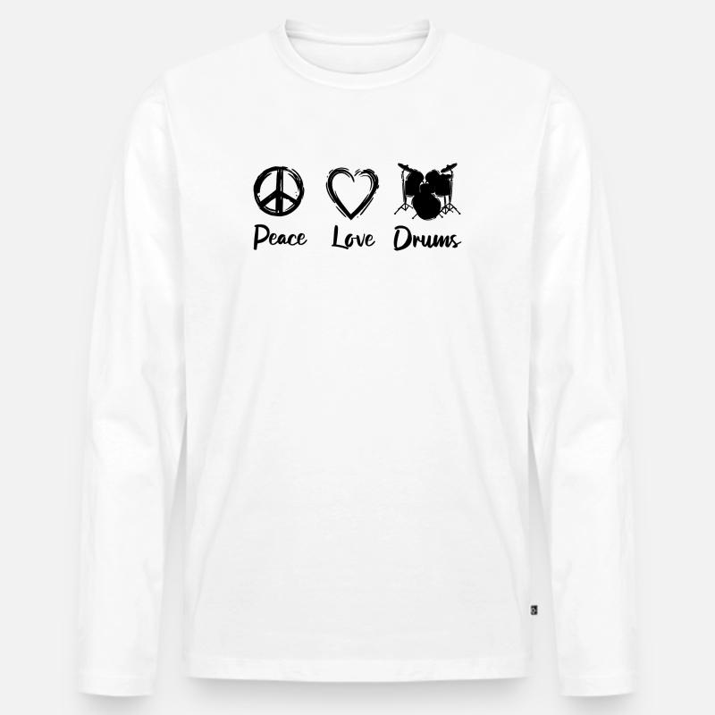 Ich liebe Schlagzeug - Männer Premium Bio Langarmshirt - Weiß