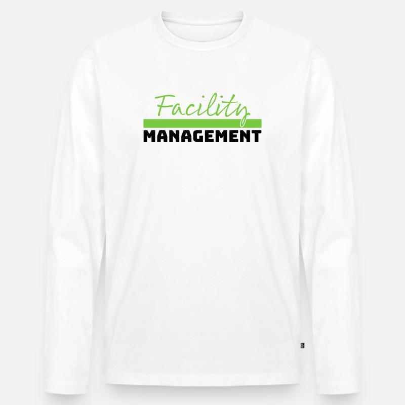Tshirt Facility Management green schwarz - Männer Premium Bio Langarmshirt - Weiß