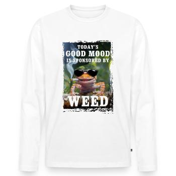 Gecko - Today's good mood is sponsored by weed - Männer Premium Bio Langarmshirt - Weiß - Vorne - Nico (187cm)