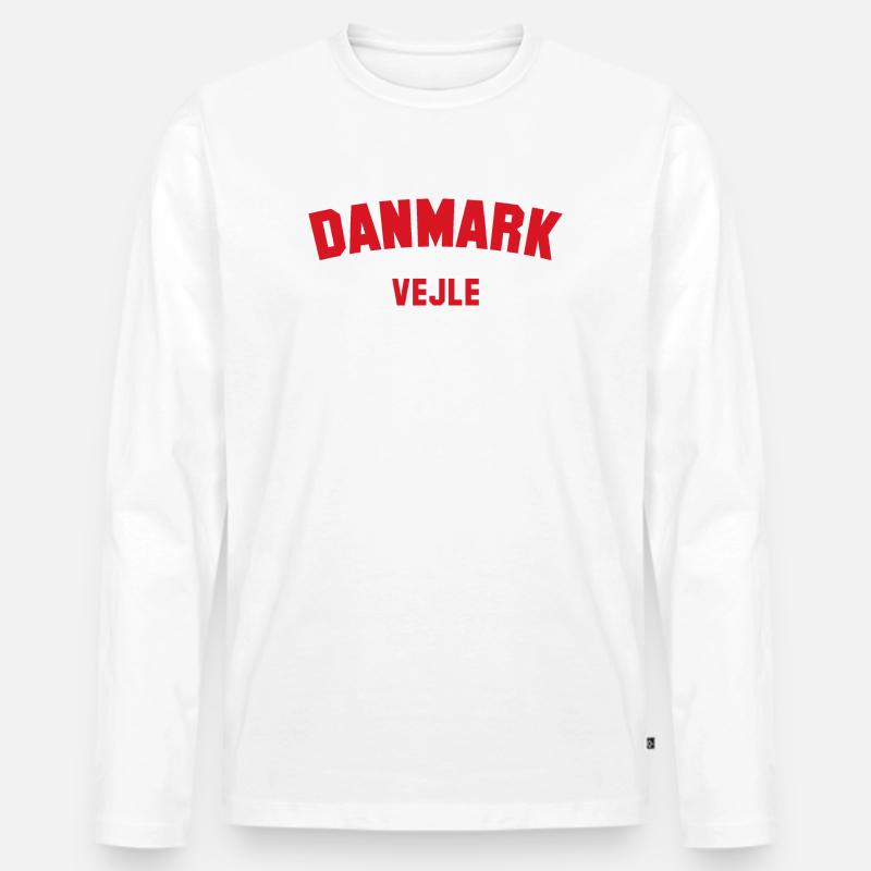 VEJLE Denmark Dänemark - Männer Premium Bio Langarmshirt - Weiß