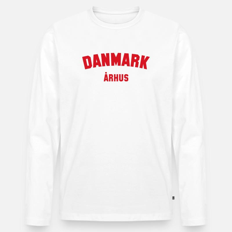 ARHUS Danmark Dänemark - Männer Premium Bio Langarmshirt - Weiß