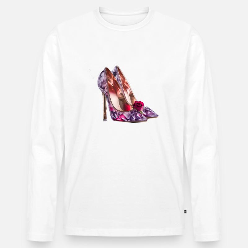 highheels,pailletten,rose,schuhe,glitzer,glamour - Männer Premium Bio Langarmshirt - Weiß
