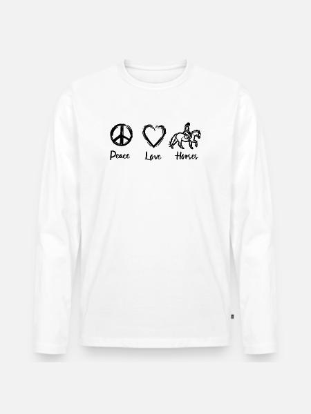 Pferdeliebe - Männer Premium Bio Langarmshirt - Weiß