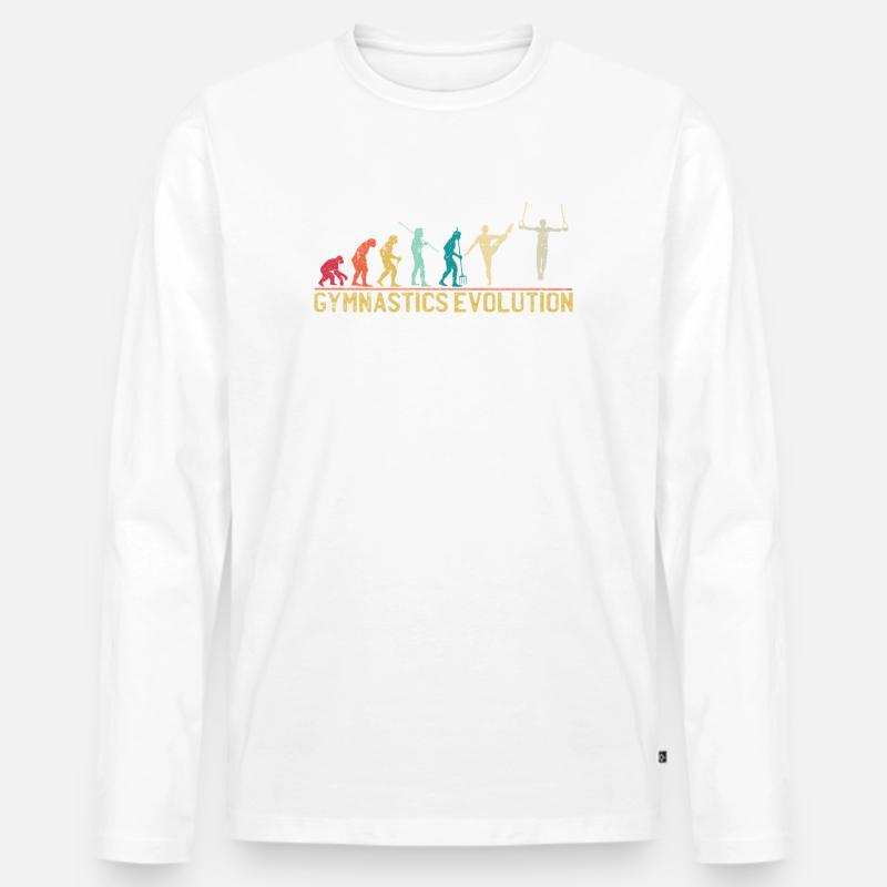 Gymnastik Evolution Grafik T-Shirt - Männer Premium Bio Langarmshirt - Weiß