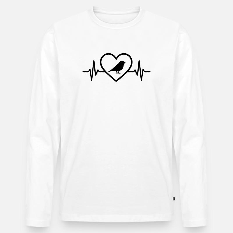 Vogel Herz - Männer Premium Bio Langarmshirt - Weiß