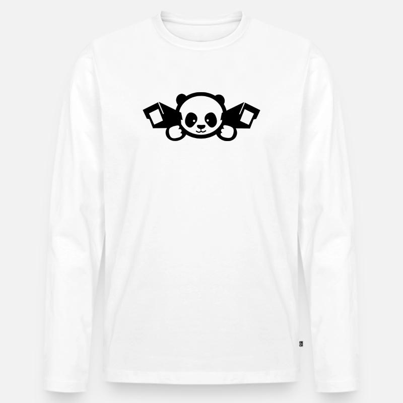 Cute Surveillance Panda – China Satire - Männer Premium Bio Langarmshirt - Weiß