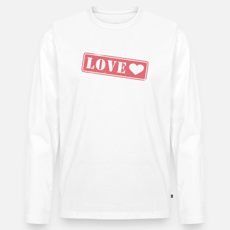 Liebesstempelherz - Männer Premium Bio Langarmshirt - Weiß