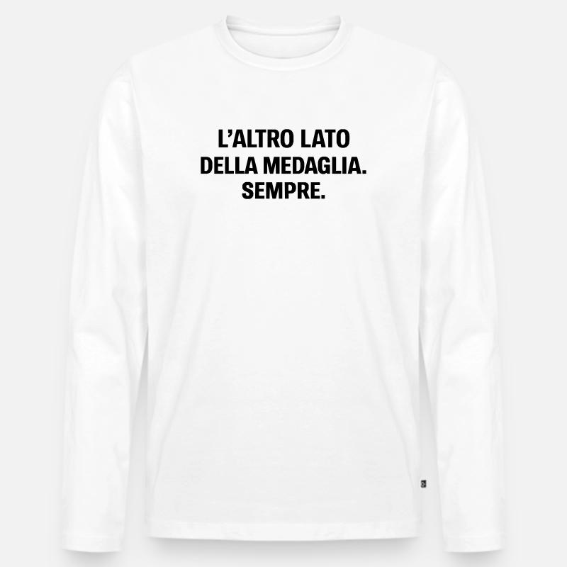 Die andere Seite der Medaille - Männer Premium Bio Langarmshirt - Weiß