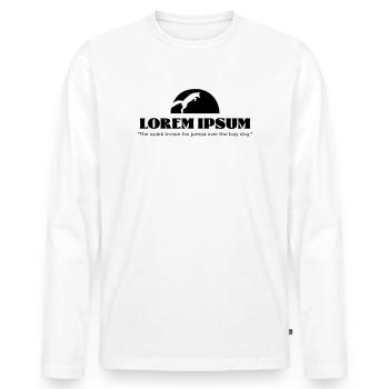Lorem Ipsum „The quick brown ... - Männer Premium Bio Langarmshirt - Weiß - Vorne - Nico (187cm)