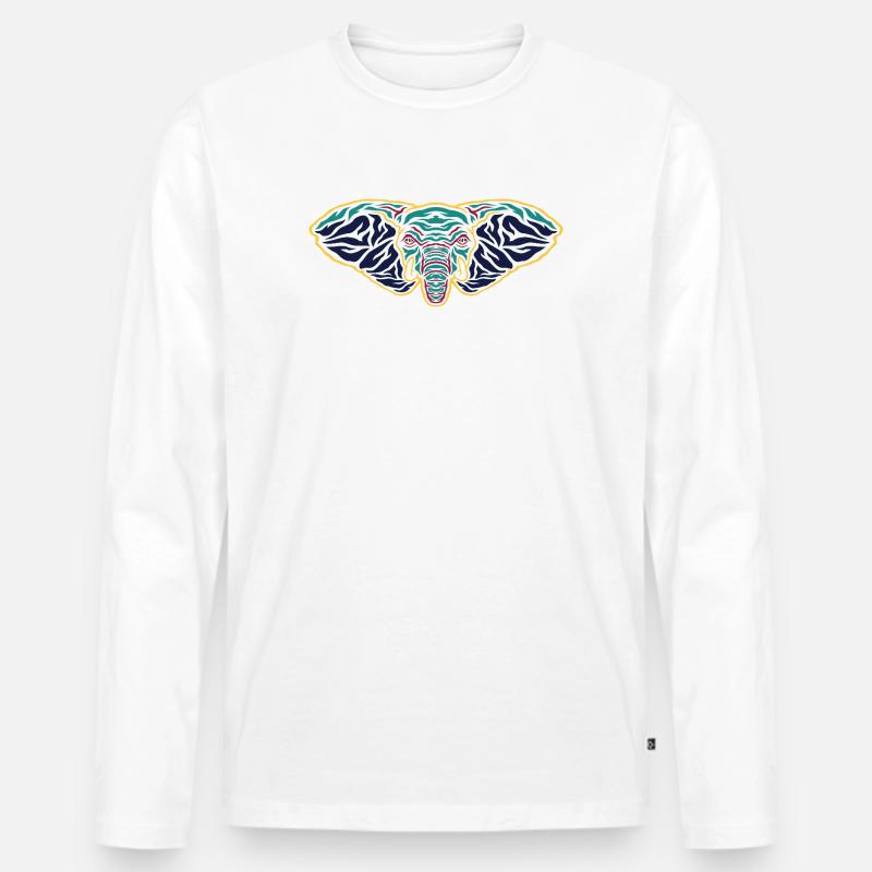 Psychedelischer Elefantenkopf - Männer Premium Bio Langarmshirt - Weiß