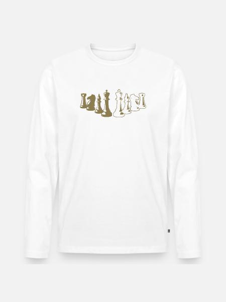 Minimalist Chess Silhouette Chessboard - Men's Premium Organic Long Sleeve Shirt - white