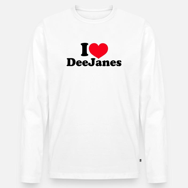 I Love DeeJanes - Männer Premium Bio Langarmshirt - Weiß