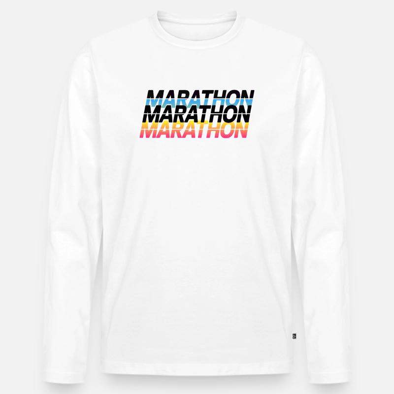 Marathon Gradient Typografie - Männer Premium Bio Langarmshirt - Weiß