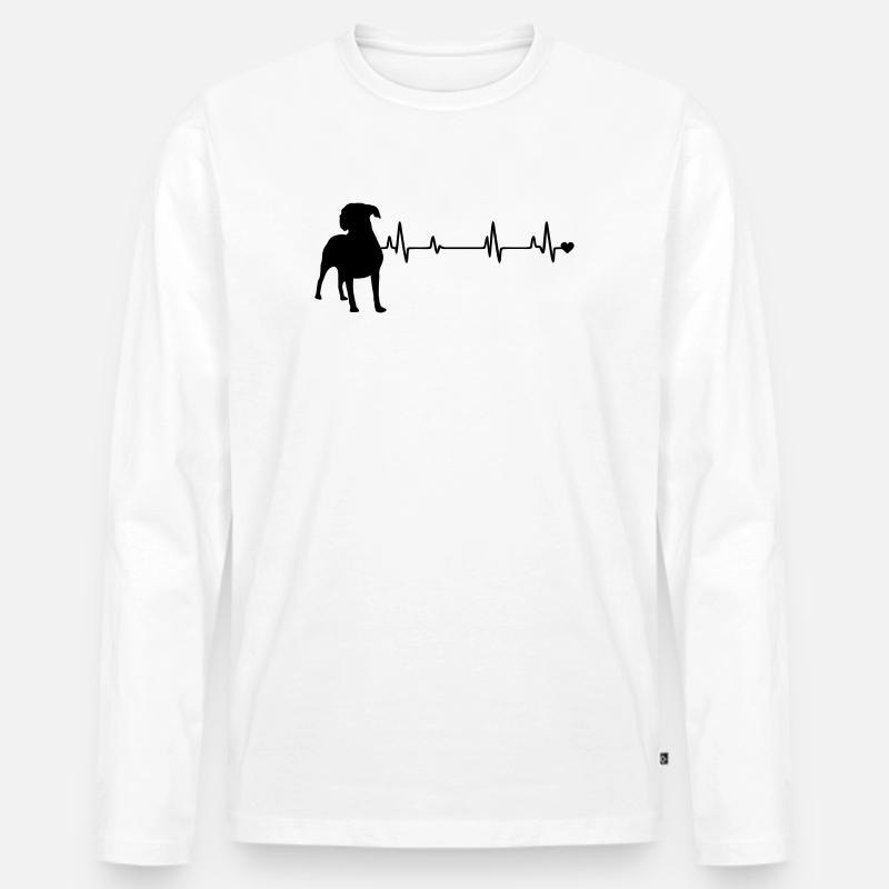 Hund - Männer Premium Bio Langarmshirt - Weiß