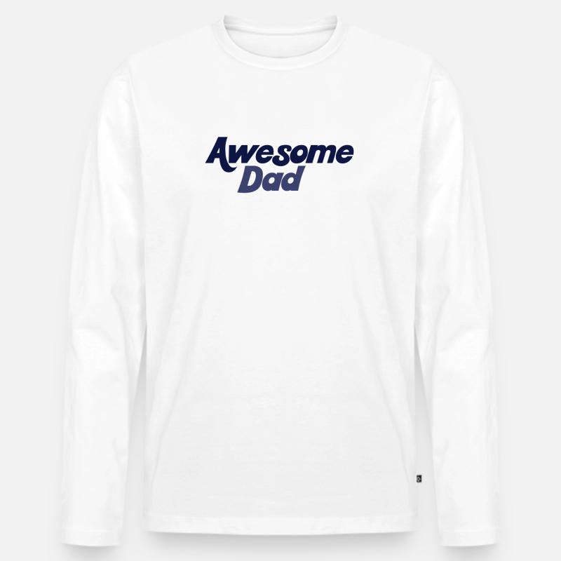 Bold Blue Gradient Awesome Dad - Men's Premium Organic Long Sleeve Shirt - white