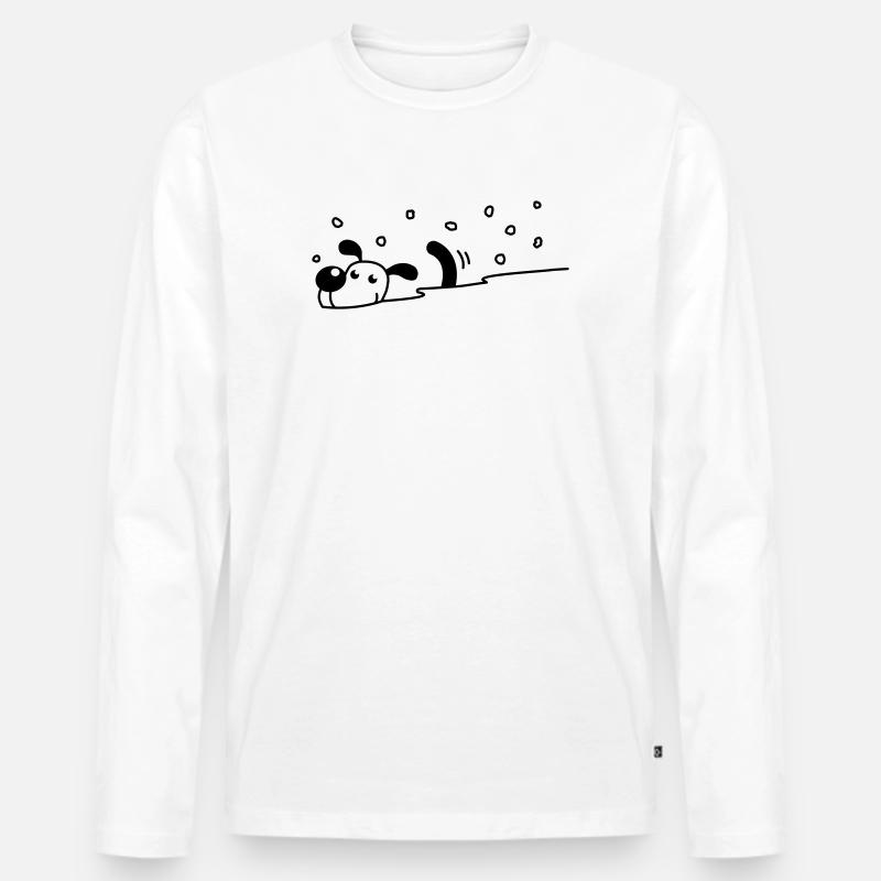 Niedlicher Hund im Schnee - Männer Premium Bio Langarmshirt - Weiß