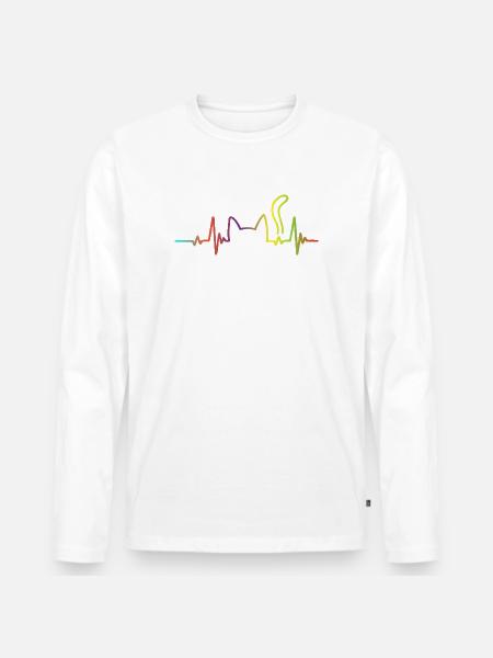 Rainbow Heartbeat Dog - Men's Premium Organic Long Sleeve Shirt - white