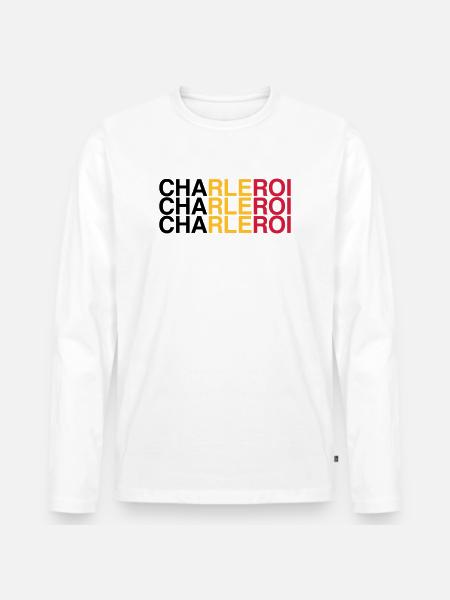 CHARLEROI Belgium Belgium Flag - Men's Premium Organic Long Sleeve Shirt - white