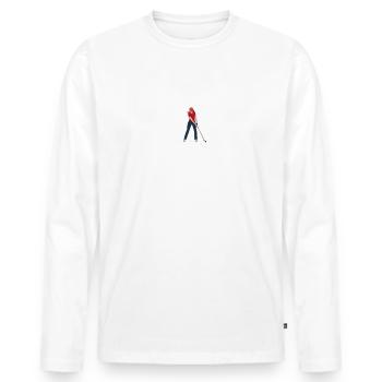 Golf Herzschlag Golfer Golfball Golferin Geschenk - Männer Premium Bio Langarmshirt - Weiß - Vorne - Nico (187cm)