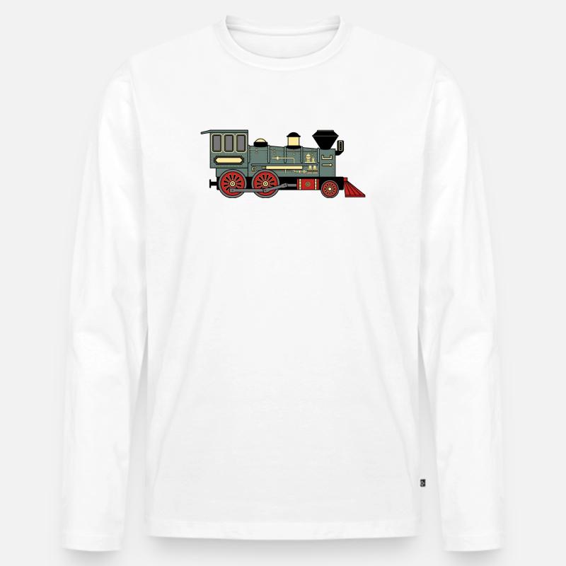 Dampflokomotive - Männer Premium Bio Langarmshirt - Weiß
