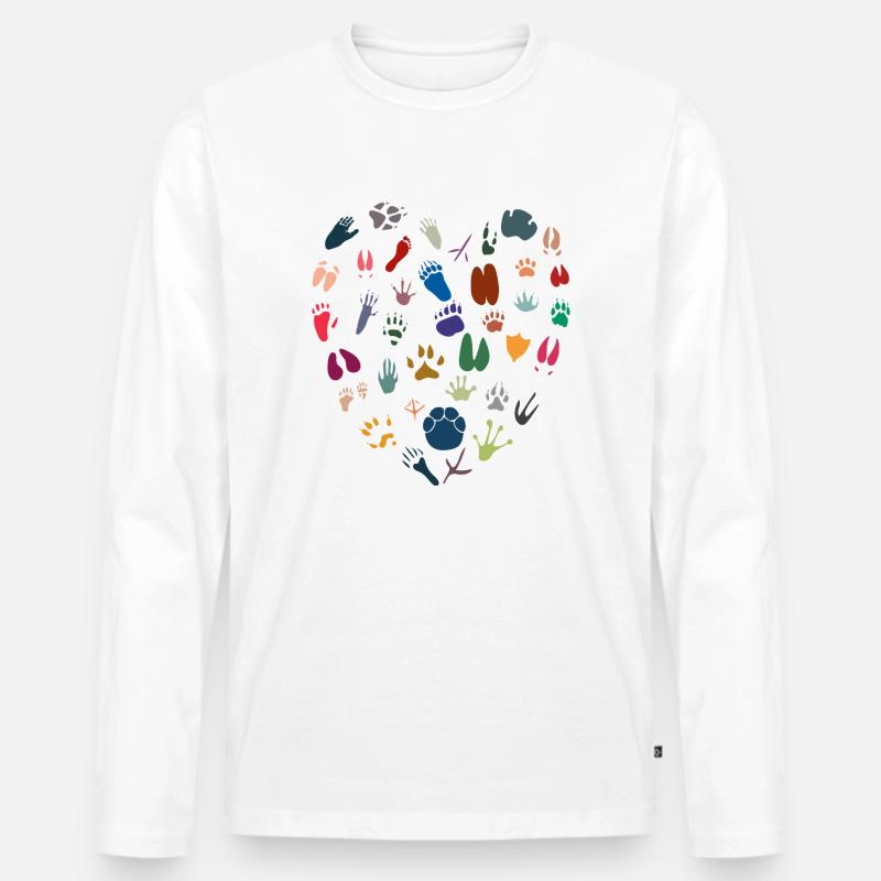 Tierisches Herz - Männer Premium Bio Langarmshirt - Weiß