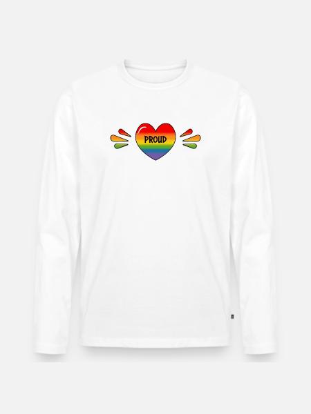 Rainbow LGBT Proud Heart - Men's Premium Organic Long Sleeve Shirt - white