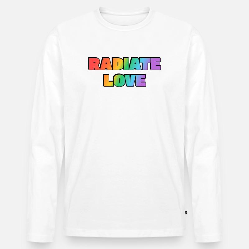 Strahlen Sie Liebe Regenbogen aus - Männer Premium Bio Langarmshirt - Weiß
