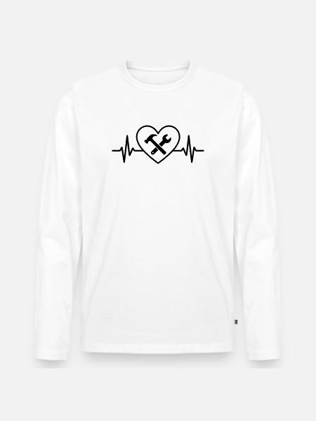DIY Hammer Wrench Heart - Men's Premium Organic Long Sleeve Shirt - white