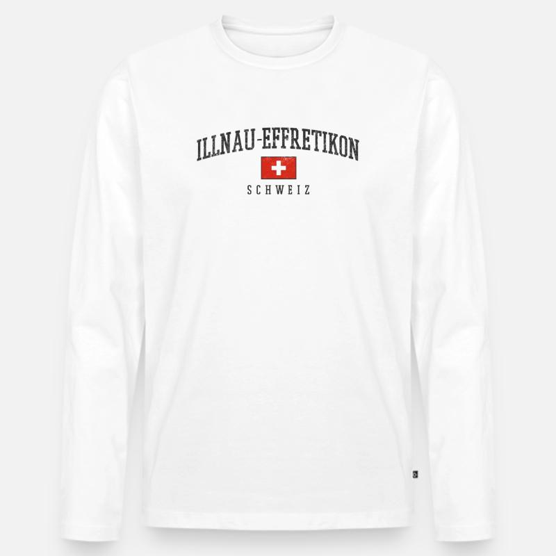 Illnau-Effretikon Schweizer Flaggenemblem - Männer Premium Bio Langarmshirt - Weiß