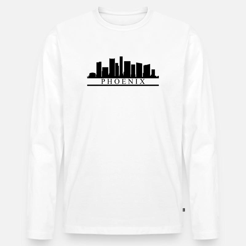 Skyline Phoenix - Männer Premium Bio Langarmshirt - Weiß