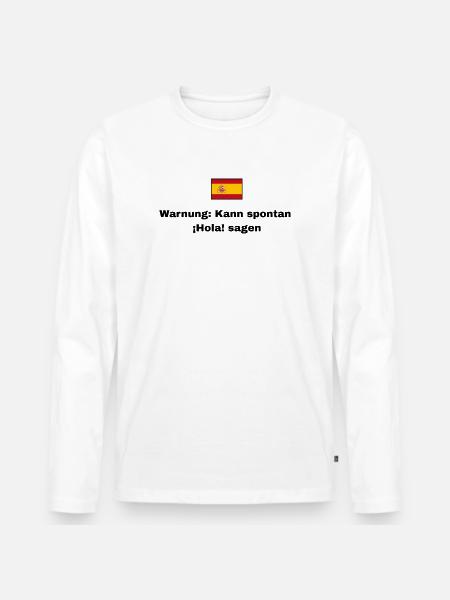 Spanien Flagge, Schwarze Schrift - Männer Premium Bio Langarmshirt - Weiß