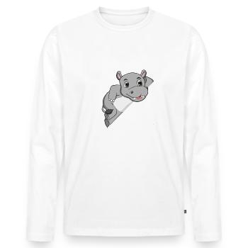 Hippotenuse Cool Fun Shirt Pythagore Math Lovers - T-shirt manches longues Premium bio Homme - blanc - Devant - Nico (187cm)