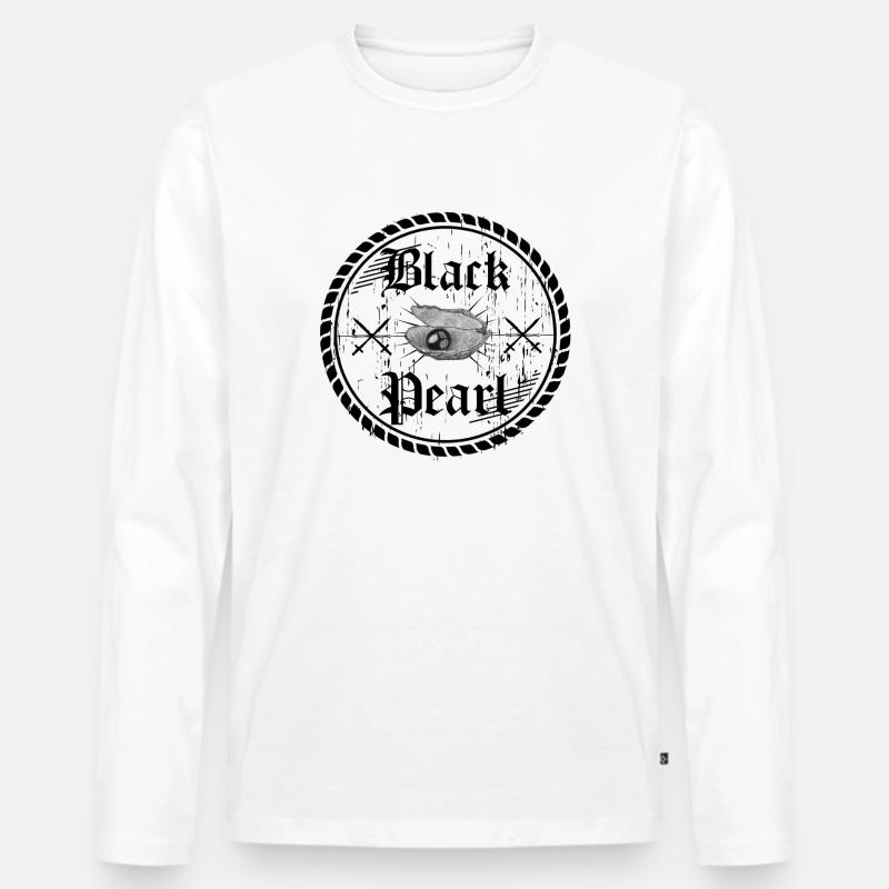 Pearl,Perle,Black,Schwarz,Geschenk,Geschenkidee, - Männer Premium Bio Langarmshirt - Weiß