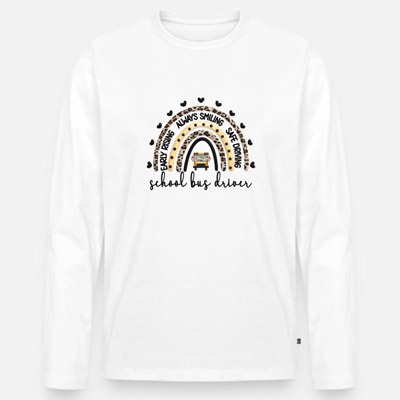 Schulbusfahrer Geschenk Schulbus Busfahrer - Männer Premium Bio Langarmshirt - Weiß